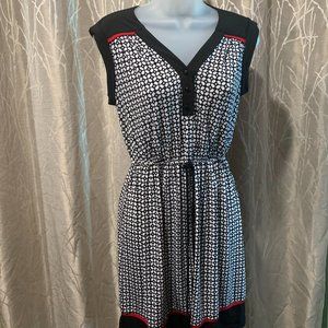 Enfocus Studio Women's Size 4 Black White & Red Dress No Sleeves Super Cute